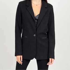 Faux Leather Trim Oversized Blazer NWOT